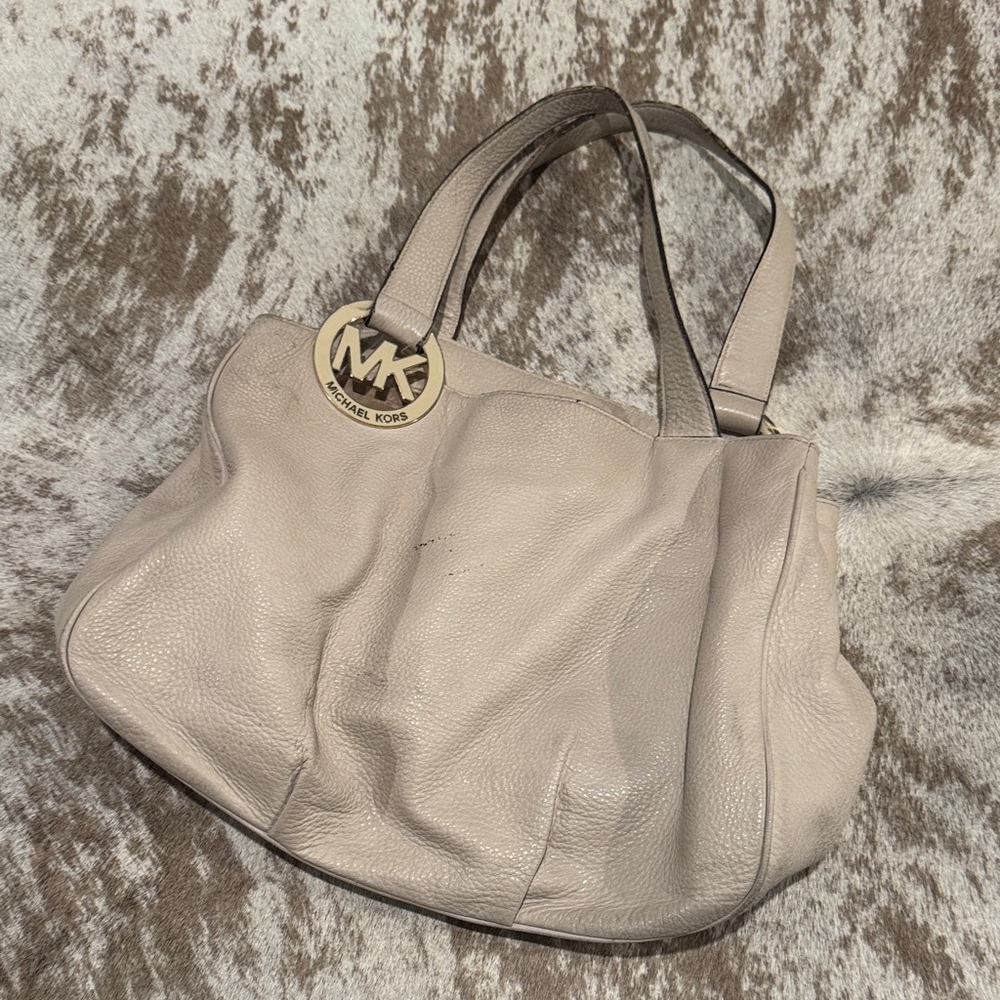 Michael Kors Cream Leather Shoulder Bag